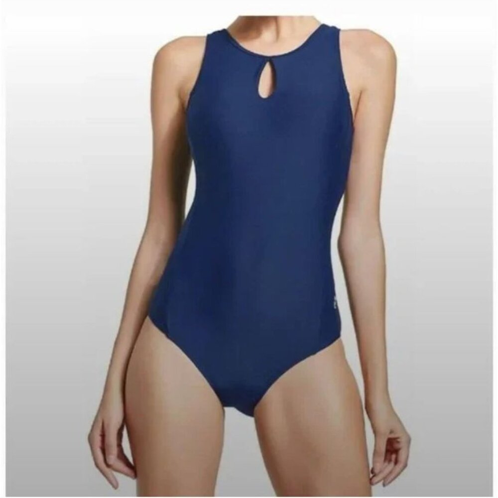 Baleaf One Piece Swimsuit Womens XS 32 Blue High Neck‎ Athletic Pool Beach New